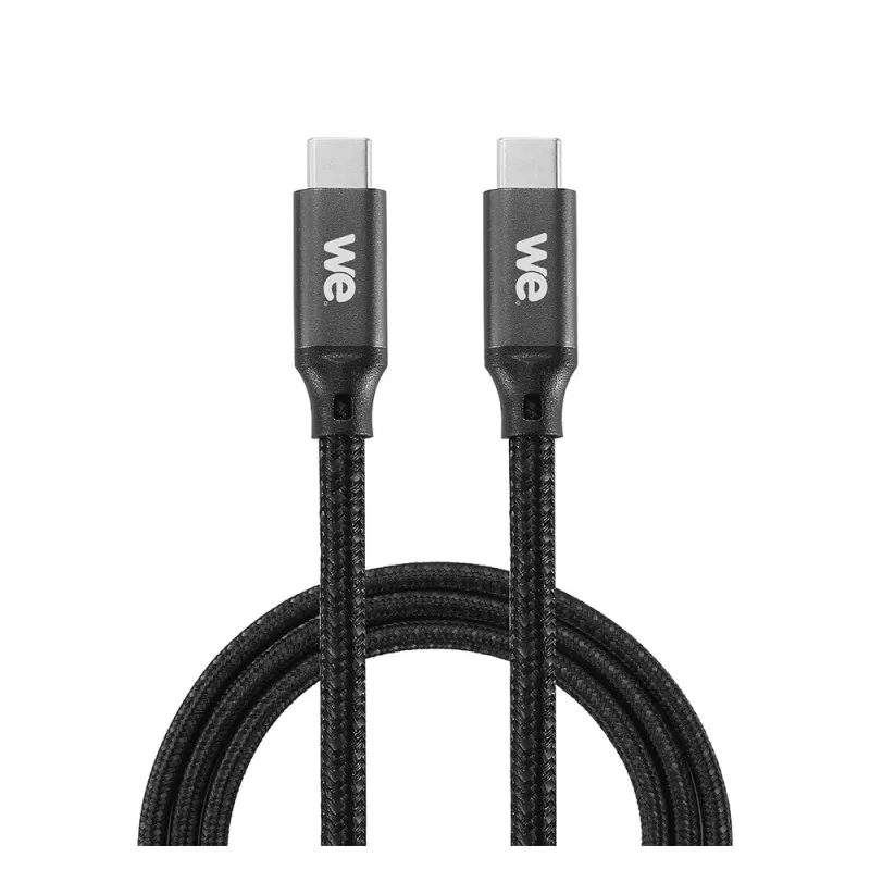 WE Câble USB-C mâle/USB-C mâle/mâle en nylon tressé 2m - USB 3.2 gen 1 - 3A - noir et blanc