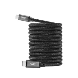 WE Câble USB-C mâle/USB-C mâle/mâle en nylon tressé 2m - USB 3.2 gen 1 - 3A - noir et blanc