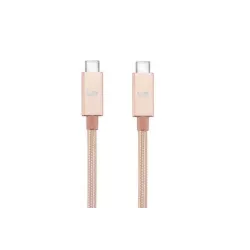 Câble USB-C mâle/USB-C mâle nylon 2 m - USB 3.1 - or rose très resistant - grande longueur