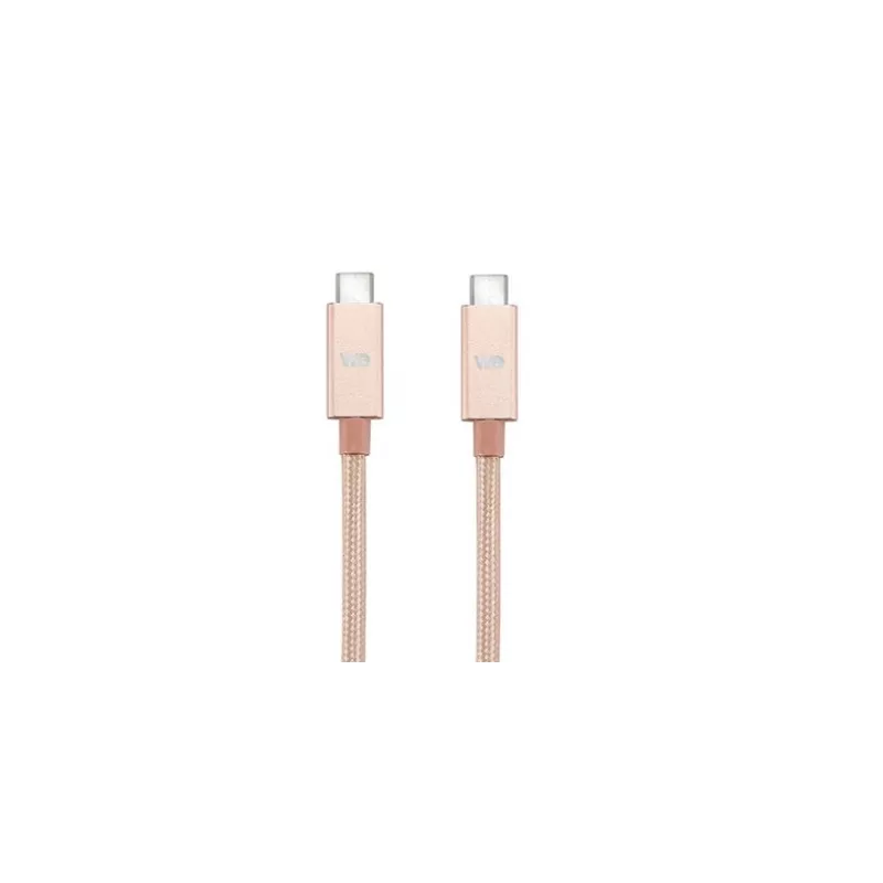 Câble USB-C mâle/USB-C mâle nylon 2 m - USB 3.1 - or rose très resistant - grande longueur