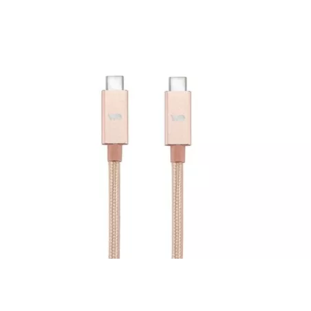 Câble USB-C mâle/USB-C mâle nylon 2 m - USB 3.1 - or rose très resistant - grande longueur