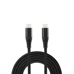 WE Câble USB-C mâle/USB-C mâle/mâle en nylon tressé 3m - Charge 100W - USB 2.0 - noir et blanc