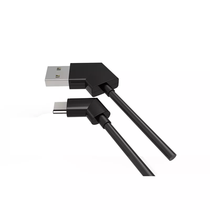 Câble USB/USB-C pivotant possibilité de mettre droit ou coudé des 2 côtés - noir 1M