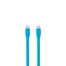 Câble USB-C mâle/USB-C mâle plat 1 m - Charge 60W (3A/20V) - USB 2.0 - bleu - ne s'emmêle pas