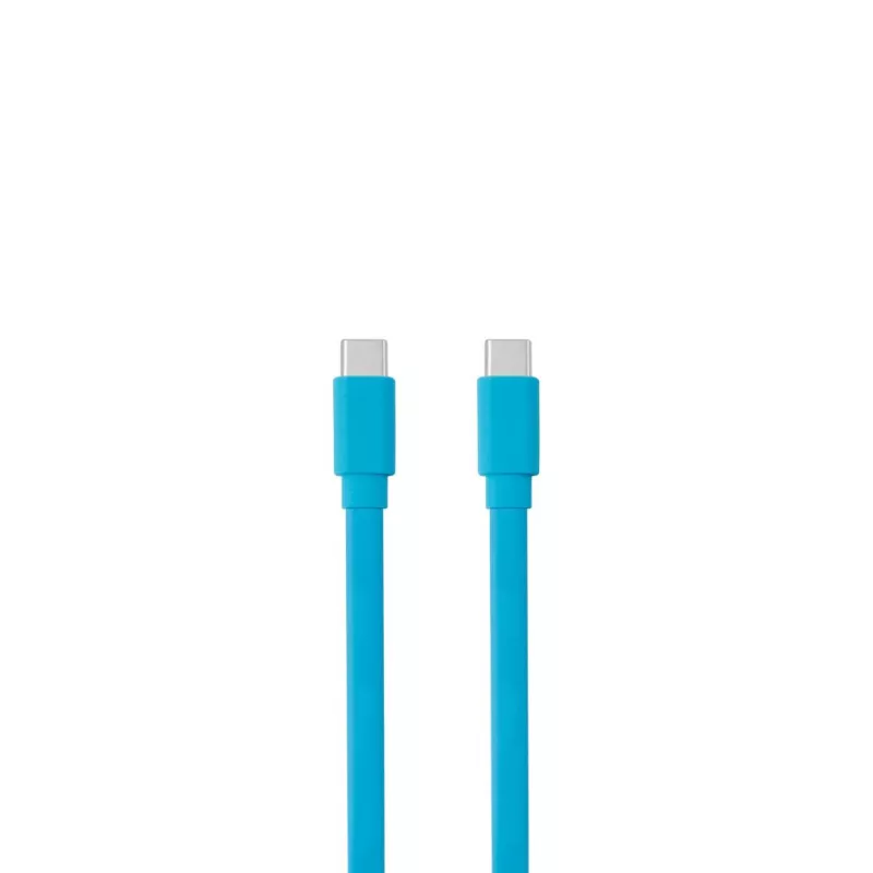 Câble USB-C mâle/USB-C mâle plat 1 m - Charge 60W (3A/20V) - USB 2.0 - bleu - ne s'emmêle pas