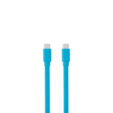 Câble USB-C mâle/USB-C mâle plat 1 m - Charge 60W (3A/20V) - USB 2.0 - bleu - ne s'emmêle pas
