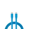 Câble USB-C mâle/USB-C mâle plat 1 m - Charge 60W (3A/20V) - USB 2.0 - bleu - ne s'emmêle pas