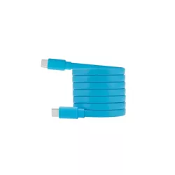Câble USB-C mâle/USB-C mâle plat 1 m - Charge 60W (3A/20V) - USB 2.0 - bleu - ne s'emmêle pas