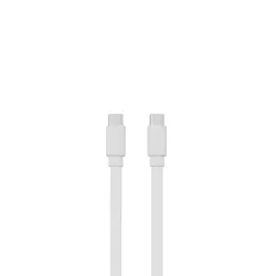 Câble USB-C mâle/USB-C mâle plat 1 m - Charge 60W (3A/20V) - USB 2.0 - blanc - ne s'emmêle pas