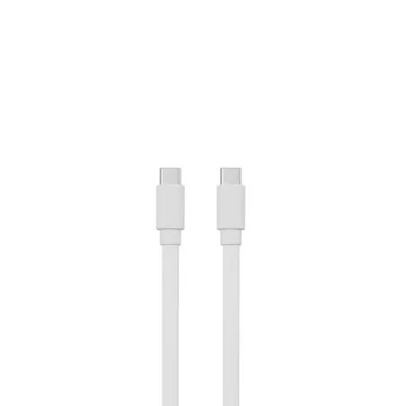 Câble USB-C mâle/USB-C mâle plat 1 m - Charge 60W (3A/20V) - USB 2.0 - blanc - ne s'emmêle pas