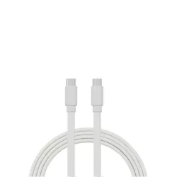 Câble USB-C mâle/USB-C mâle plat 1 m - Charge 60W (3A/20V) - USB 2.0 - blanc - ne s'emmêle pas