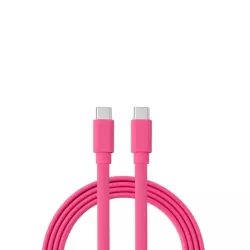 Câble USB-C mâle/USB-C mâle plat 1 m - Charge 60W (3A/20V) - USB 2.0 - fuchshia - ne s'emmêle pas