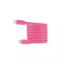Câble USB-C mâle/USB-C mâle plat 1 m - Charge 60W (3A/20V) - USB 2.0 - fuchshia - ne s'emmêle pas