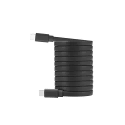 Câble USB-C mâle/USB-C mâle plat 2 m - Charge 60W (3A/20V) - USB 2.0 - noir - ne s'emmêle pas