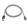 Câble USB-C mâle/USB A mâle tressé 1 m - USB 3.1 gen 2 - noir et blanc ne s'emmêle pas