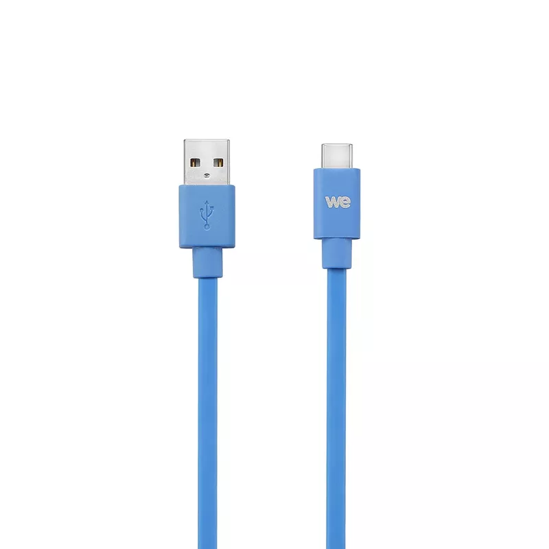 Câble USB-C mâle/USB A mâle plat 1 m - USB 3.1 gen 2 - bleu ne s'emmêle pas