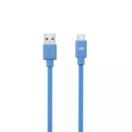 Câble USB-C mâle/USB A mâle plat 1 m - USB 3.1 gen 2 - bleu ne s'emmêle pas