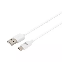 Câble USB-C mâle/USB A mâle plat 1 m - USB 3.1 gen 2 - blanc ne s'emmêle pas