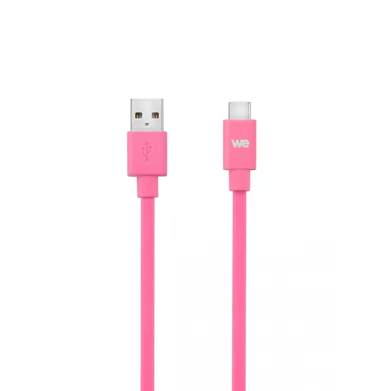 Câble USB-C mâle/USB A mâle plat 1 m - USB 3.1 gen 2 - fuchsia ne s'emmêle pas