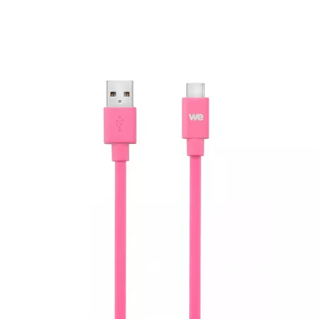 Câble USB-C mâle/USB A mâle plat 1 m - USB 3.1 gen 2 - fuchsia ne s'emmêle pas