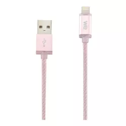 Câble USB/Apple Lightning nylon LED 1m coloris OR ROSE LED rouge en charge LED verte chargé