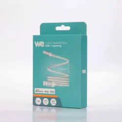 Câble USB /Lightning magnétique, USB 2,0 - 5V/2,4A / 12W, 1mètre blanc