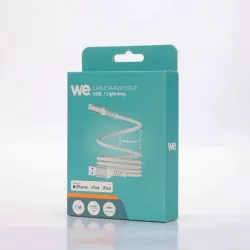Câble USB /Lightning magnétique, USB 2,0 - 5V/2,4A / 12W, 1mètre blanc