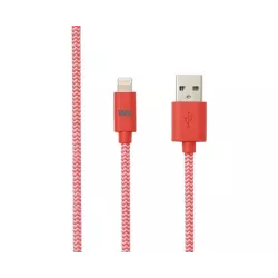 Câble USB/Lightning nylon tressé 1m - rouge & blanc