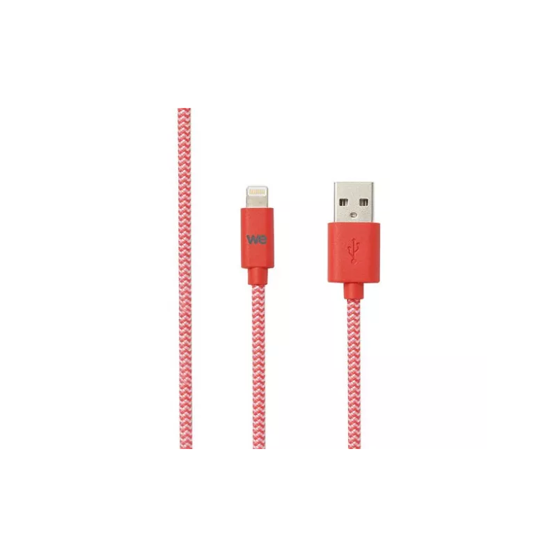 Câble USB/Lightning nylon tressé 1m - rouge & blanc