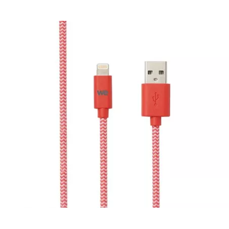Câble USB/Lightning nylon tressé 1m - rouge & blanc
