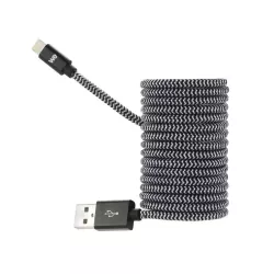 Câble USB/Lightning nylon tressé 2m - noir & blanc + de longueur + de confort