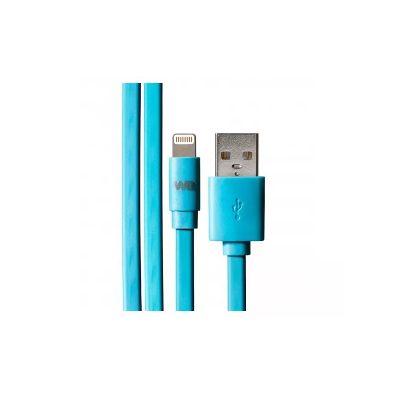 Câble Apple USB/lightning plat: évite de faire des noeuds 1m bleu - en silicone