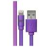 Câble Apple USB/Lightning plat : évite les noeuds 1m Violet - en silicone