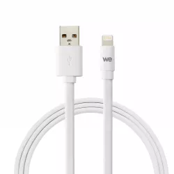 Câble Apple USB/lightning plat: évite de faire des noeuds 2m blanc - en silicone