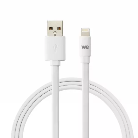 Câble Apple USB/lightning plat: évite de faire des noeuds 2m blanc - en silicone