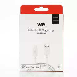 Câble USB/Lightning en silicone - 1m - blanc