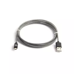Câble USB/Micro USB Nylon 1m tressé noir et blanc connecteur Micro USB reversible