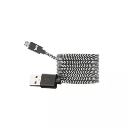 Câble USB/Micro USB Nylon 1m tressé noir et blanc connecteur Micro USB reversible