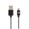 Câble USB/Micro USB Nylon 2m tressé noir et blanc Micro USB reversible en ALU grande longueur: très pratique !