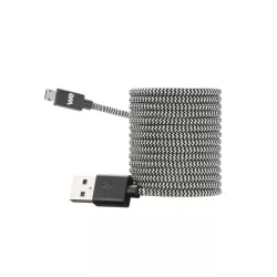 Câble USB/Micro USB Nylon 2m tressé noir et blanc Micro USB reversible en ALU grande longueur: très pratique !