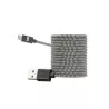 Câble USB/Micro USB Nylon 2m tressé noir et blanc Micro USB reversible en ALU grande longueur: très pratique !