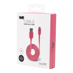 Câble USB/micro USB plat 1m fuchsia - reversible