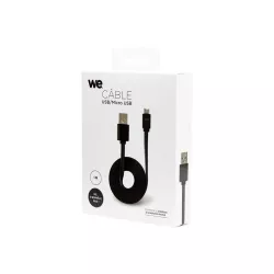 Câble USB/micro USB plat 1m noir - reversible