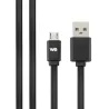 Câble USB/micro USB plat 2m noir - connecteurs réversibles