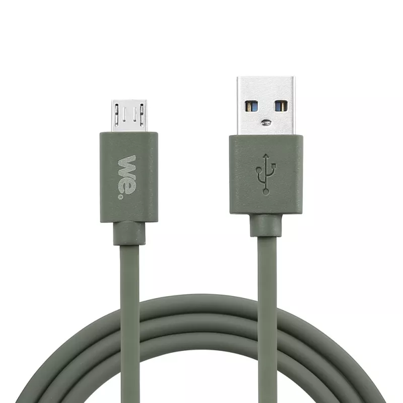 Câble USB/micro USB en silicone - 1m - vert kaki