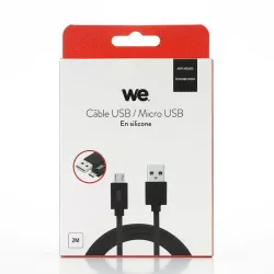 Câble USB/micro USB en silicone - 2m - noir