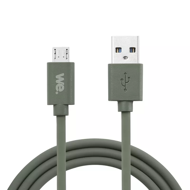 Câble USB/micro USB en silicone - 2m - vert kaki