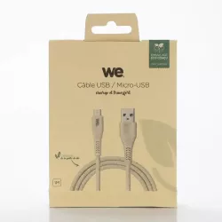 Câble micro USB/USB A bisourcé avec 30% de matières recyclées - 1m - Packaging écoconçu