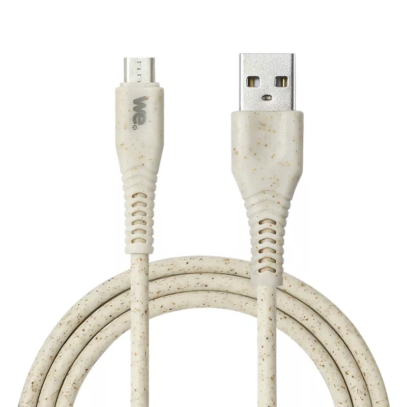 Câble micro USB/USB A bisourcé avec 30% de matières recyclées - 2m - Packaging écoconçu