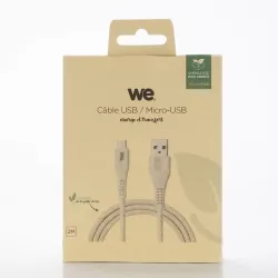 Câble micro USB/USB A bisourcé avec 30% de matières recyclées - 2m - Packaging écoconçu
